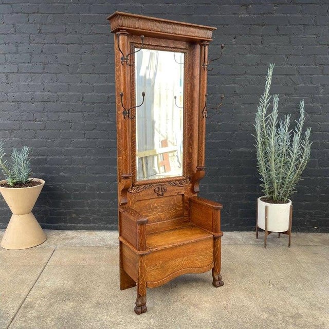 1960s Antique Oak Dressing Mirror Stand With Claw Feet Chairish