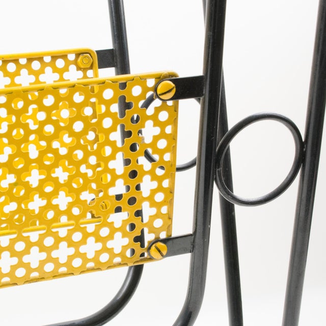 Mid-Century Modern Mathieu Matégot Mid-Century Black, Yellow Lacquered Metal Magazine Holder For Sale - Image 3 of 17
