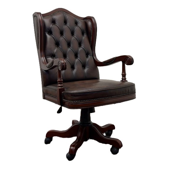 Large English Chesterfield Office Chair For Sale
