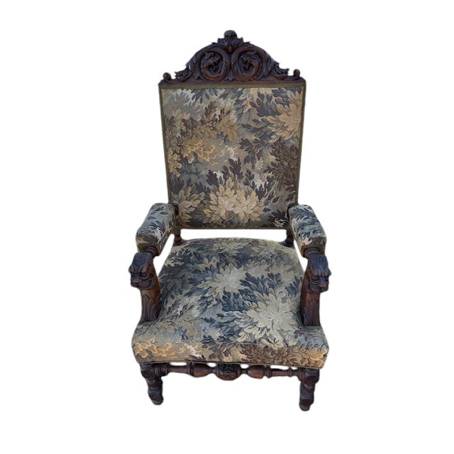 19th Century Pair of Walnut French Carved Arm Chairs For Sale - Image 10 of 12