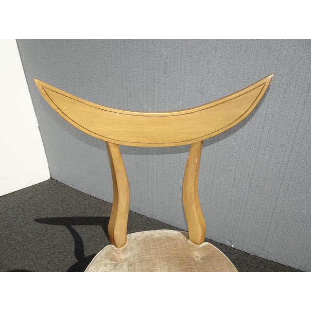 1970s Vintage Mid Century Modern Tan Velvet Tufted Chair W Unique Backrest For Sale - Image 5 of 12