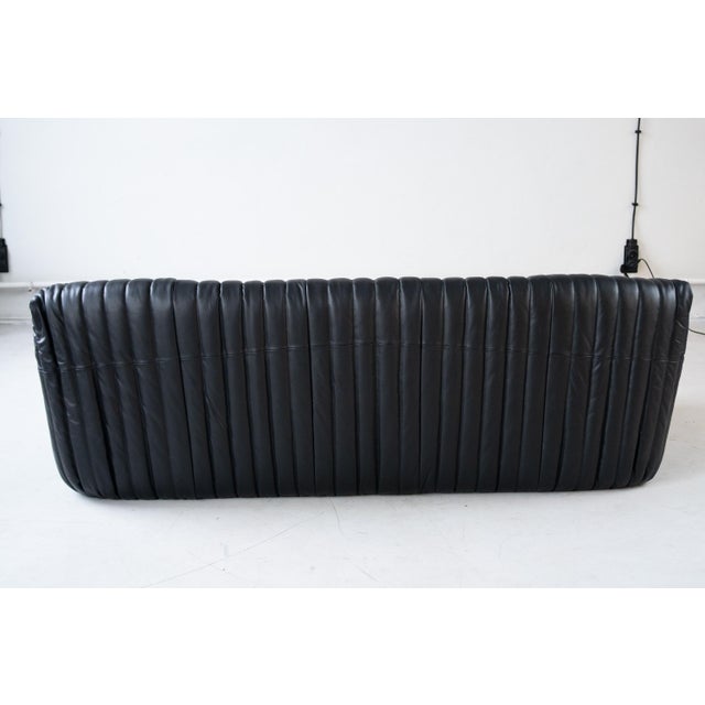 Ligne Roset Cinna Three-Seater Sofa in Black Leather by Annie Hieronimus for Rose Line, 1973 For Sale - Image 4 of 9