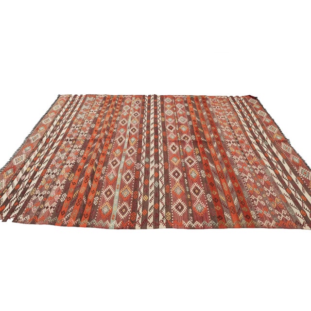 Embroidered Vintage Kilim Rug For Sale - Image 4 of 7