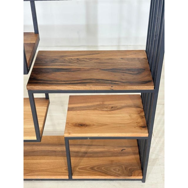 Brown Wooden Bookcase or Room Divider For Sale - Image 8 of 10