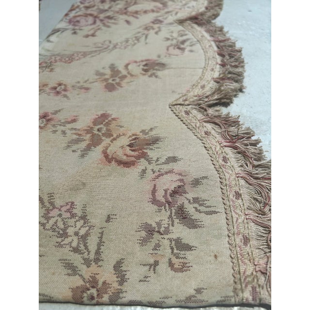 Circa 1960's French decorative valances Aubusson stylewith a flower design with fringes on an ivory background with pink...