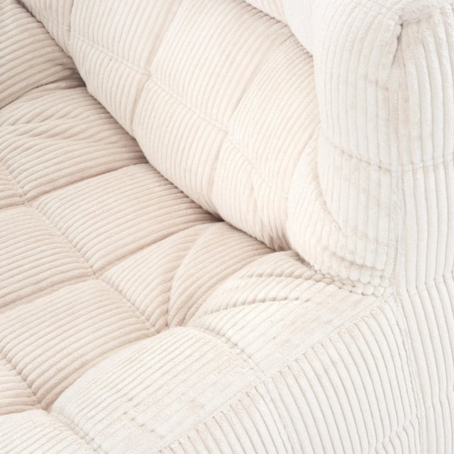 Vanilla Vintage Ligne Roset Kashima Modular Set in Vanilla Corduroy - Restored 4-Piece Lounge For Sale - Image 8 of 17