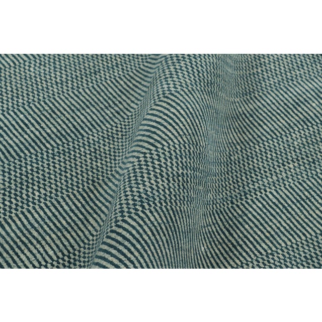 Textile Rug & Kilim’s Modern Rug in Navy Blue and Cream, With Stripes and Geometric Patterns For Sale - Image 7 of 8