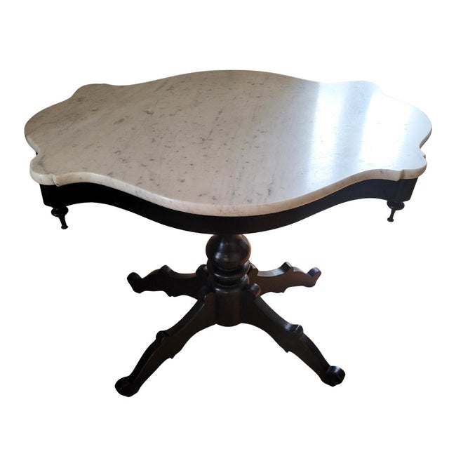 Alfonsine-style turtle table, ebonized wood and marble top, early 20th century – Spain Style: Alfonsine Materials:...