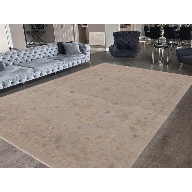 Modern 1990s Boho Chic Gray/Lt. Blue Wool Rug -8'11 X 12'2 For Sale - Image 3 of 10