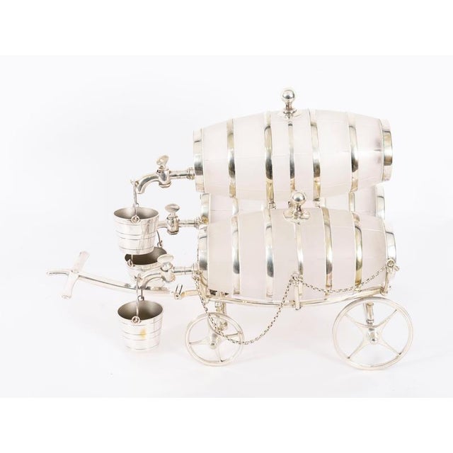 Antique Silver Plated Frosted Crystal Barrel Dispensers and Tot Pails, 1800s, Set of 6 For Sale - Image 11 of 16