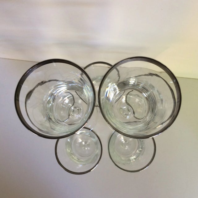 Metal Vintage French Crystal Platinum Rim Cocktail Glasses - Set of 7 For Sale - Image 7 of 13
