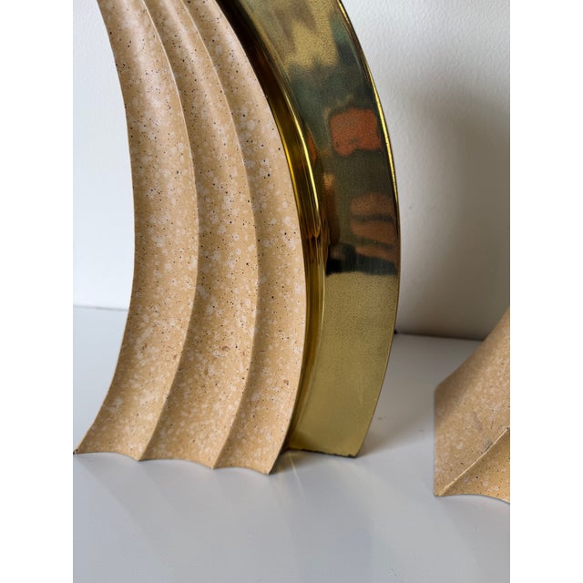 1980’s Postmodern Art Deco Style Brass Table Lamps – A Pair For Sale - Image 12 of 12