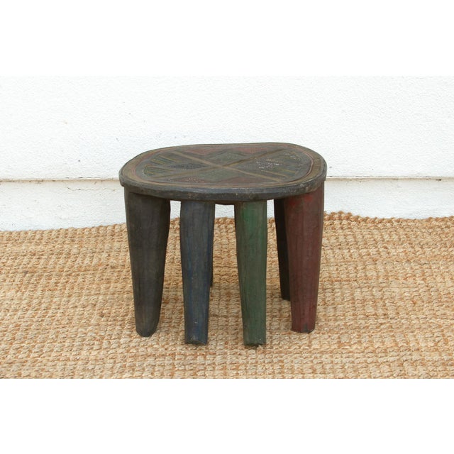 Kuba Pattern African Side Table For Sale - Image 4 of 10