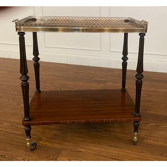 This is a serving cart/trolley by Leighton Hall Furniture. It features ebonized posts with exotic Pau Ferro wood for the...