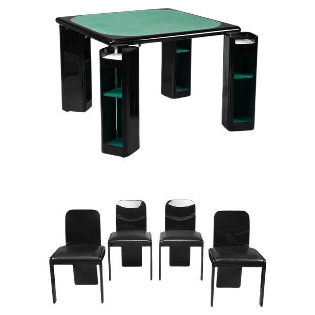Italian Game Table and Chairs by Pierluigi Molinari for Pozzi, 1970s, Set of 5 For Sale