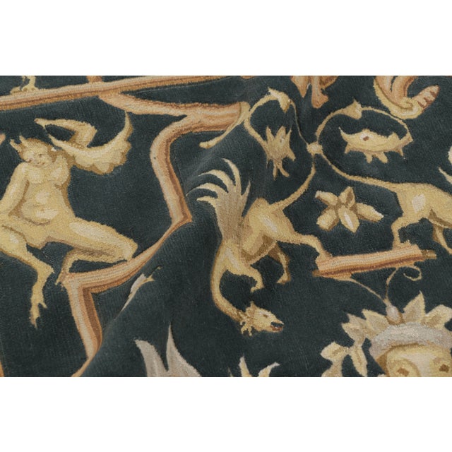 Rug & Kilim’s Tudor Style Flatweave in Black With Gold Pictorial Patterns For Sale - Image 9 of 9