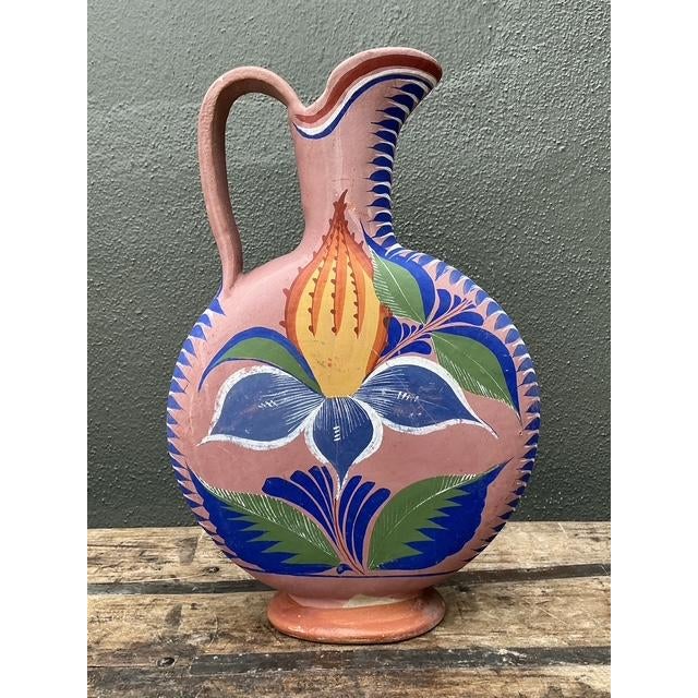 Mexican Vintage Mexican Hand Painted Pitcher For Sale - Image 3 of 12