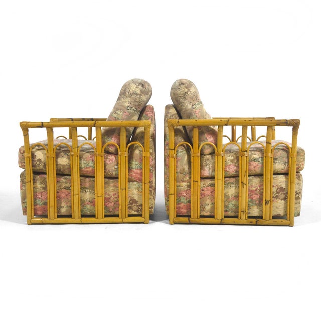 Rattan Framed Lounge Chairs For Sale - Image 4 of 9