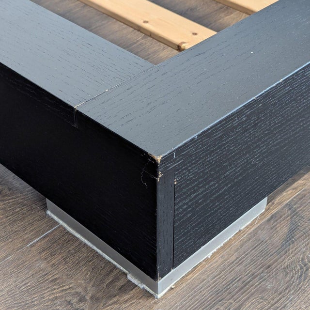 BoConcept Modern Black Queen Size Bed Frame With Upholstered Headboard For Sale In San Francisco - Image 6 of 7