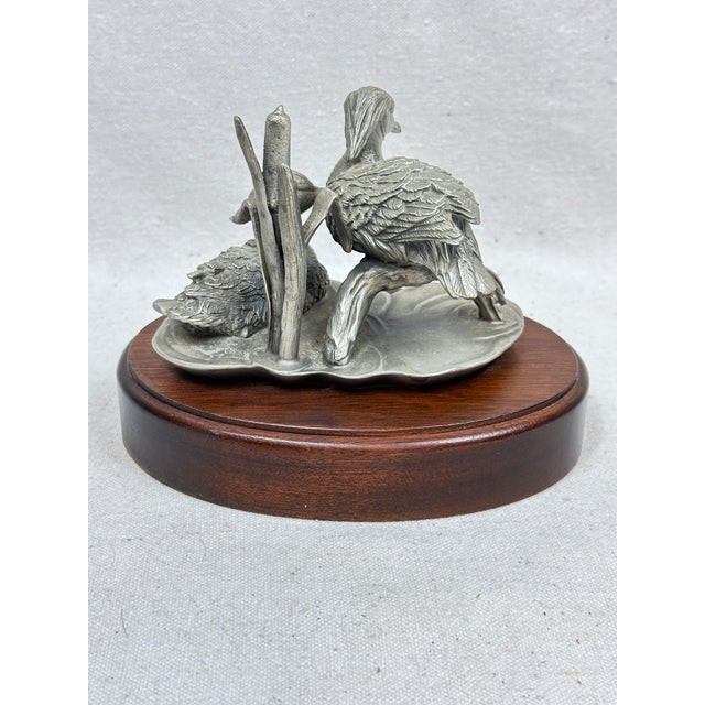 Coastal Vintage Pewter Duck Sculpture For Sale - Image 3 of 8