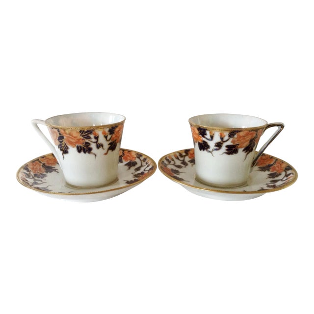 English Egg Shell Cups & Saucers - A Pair For Sale