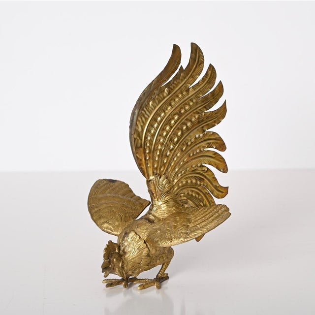 Italian Gold Plated Fighting Cockerel Ornaments, 1960s, Set of 2 For Sale - Image 11 of 16