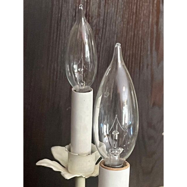 Vintage Tole Six-Arm Chandelier With Roses & Leaves For Sale - Image 12 of 16