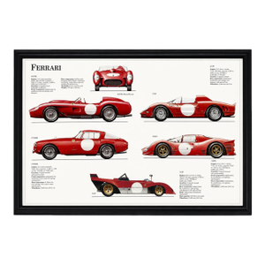 Vintage 1980s Framed Ferrari Sports Car Lithograph Print 12 X 18 In