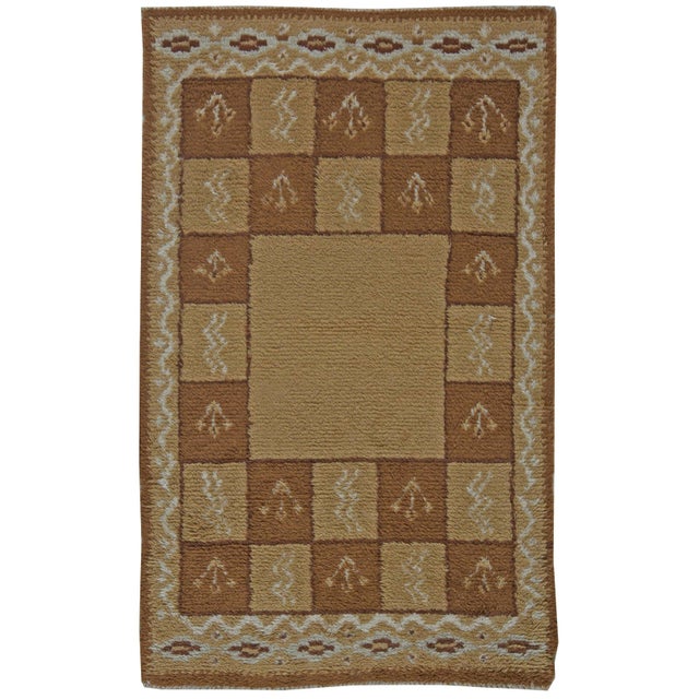 Doris Leslie Blau Vintage Swedish Pile Rug in Geometric Checkerboard Design For Sale