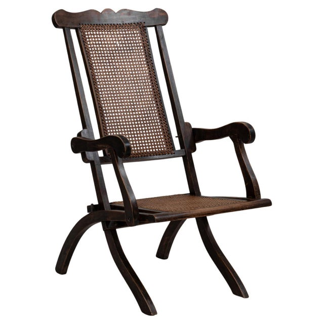 1900s French Wooden Folding Armchair With Cane Back For Sale - Image 15 of 18