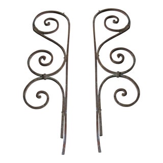 Antique Victorian Iron Brackets or Garden Ornaments- A Pair For Sale