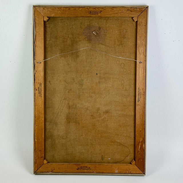 Teal Late 20th Century Stupendous Vintage Original Oil on Canvas Painting of Cubist Inspired Twin Women, Framed For Sale - Image 8 of 11