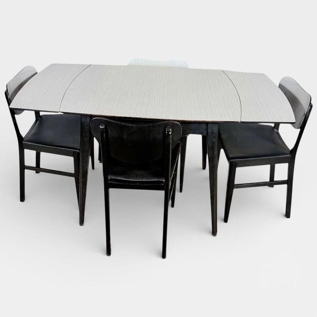 Black Mid-Century Space Age Monochrome Formica Drop Leaf Extending Dining Table and Chairs, 1960s For Sale - Image 8 of 11