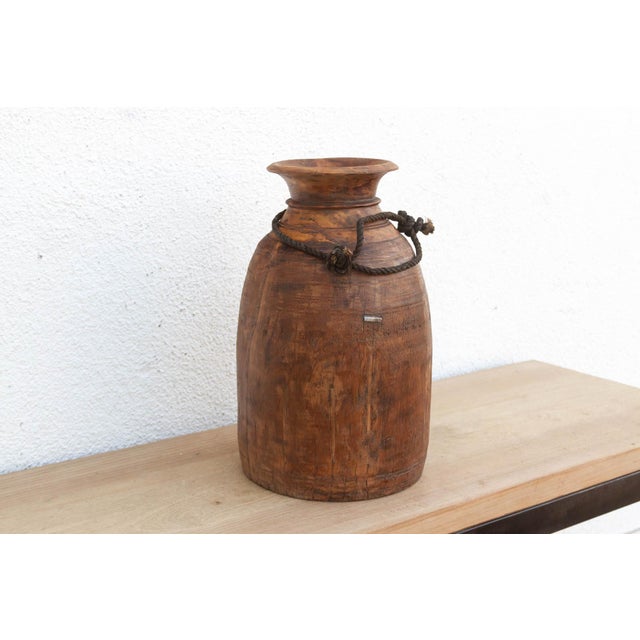 17" Tall Wabi-Sabi Wooden Pot For Sale - Image 4 of 7
