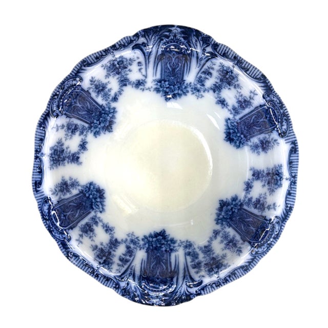 Victorian Large Victorian Blue & White Transferware Wash Basin | Bowl in "Duchess" For Sale - Image 3 of 14