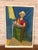 Striking original figurative painting depicting a woman seated and reading a newspaper, rendered in a rich, expressive...