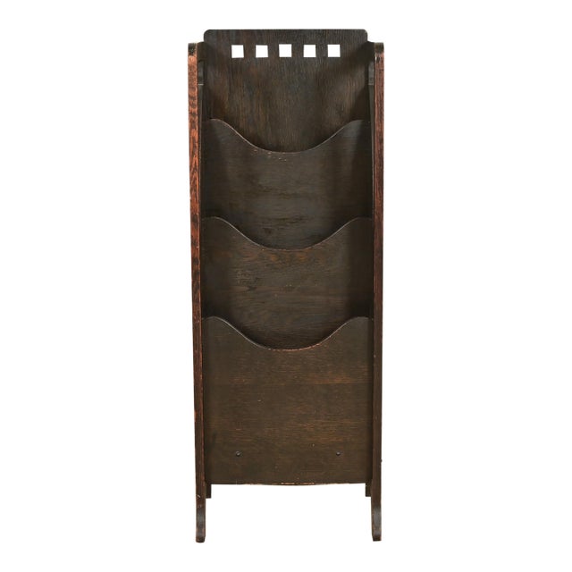 Lakeside Craft Shops Antique Mission Oak Arts & Crafts Magazine Rack, Circa 1910 For Sale