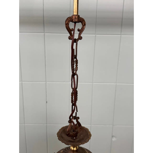 Italian Pendant Chandelier in Glass and Brass, 1970s For Sale - Image 4 of 13