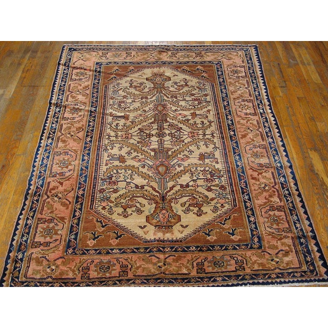 Antique Persian Malayer rug, size: 5'0" x 6'2". Antique Malayer Persian Ivory 1930s Rug, Circa Date: 1930s. This exquisite...