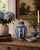 A richly decorated blue and white porcelain ginger jar by Ardalt's Blue Delfia line, crafted in Italy during the mid-20th...