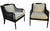 Pair of Minton-Spidell ‘Brighton’ Armchairs in Ebonized Finish with Goose Down Cushions has a timeless Regency-inspired...