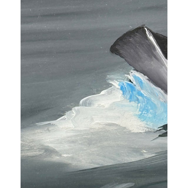 Wood Contemporary Framed Oil on Board Seascape “Solidarity Boat” Artist Signed Ecuador For Sale - Image 7 of 12