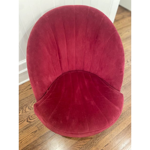 Mid 20th Century Milo Baughman for Thayer Coggin Ruby Red Shell Swivel Chair For Sale In Nashville - Image 6 of 13