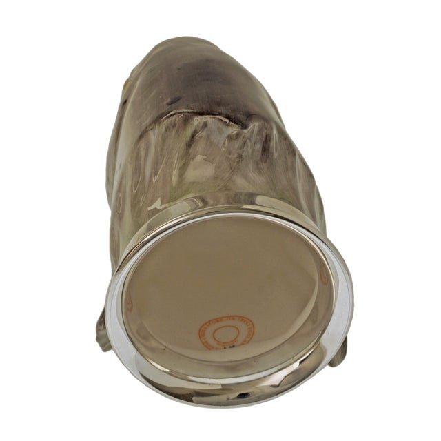 Late 20th Century English Trout Head Stirrup Cup Porcelain Silverplate Rim Stoke-on-Trent Staffordshire England 20th Century For Sale - Image 5 of 6