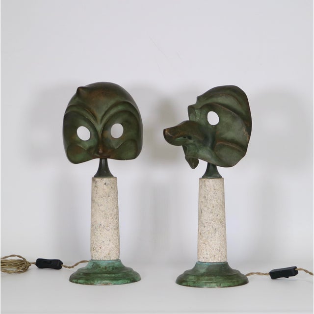 Set of 2 table lamps designed by Elin Raaberg Nielsen for Seguso Vetri D'Arte from the "Le Maschere" series. All pieces...