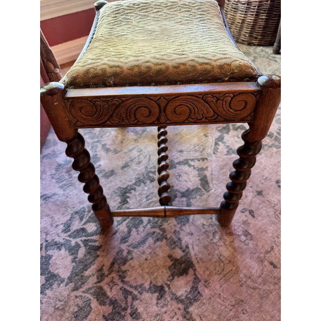 Vintage Barley Twist Carved Wood Footstool For Sale - Image 4 of 5