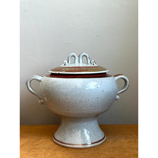 Vintage Speckled Ceramic Footed Tureen For Sale - Image 11 of 12