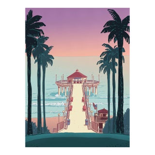 Manhattan Beach Pier Limited Edition Print on Entrada Rag by Marz Jr For Sale