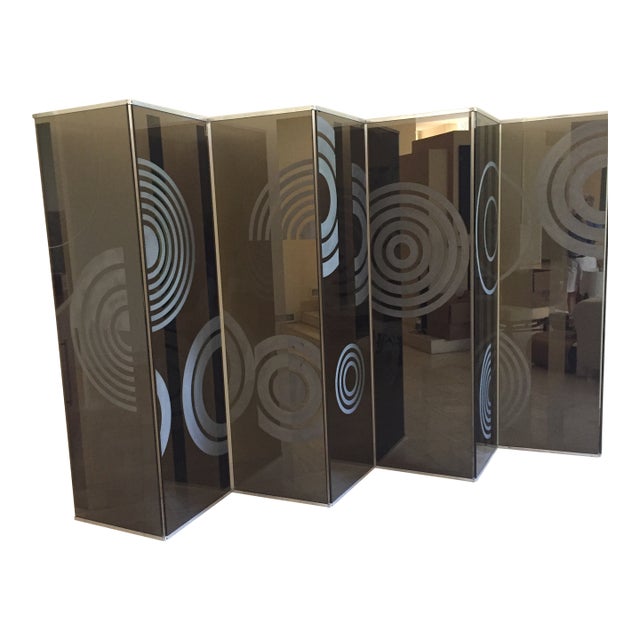 Richard Schultz 8-Panel Smoked Glass Screen For Sale