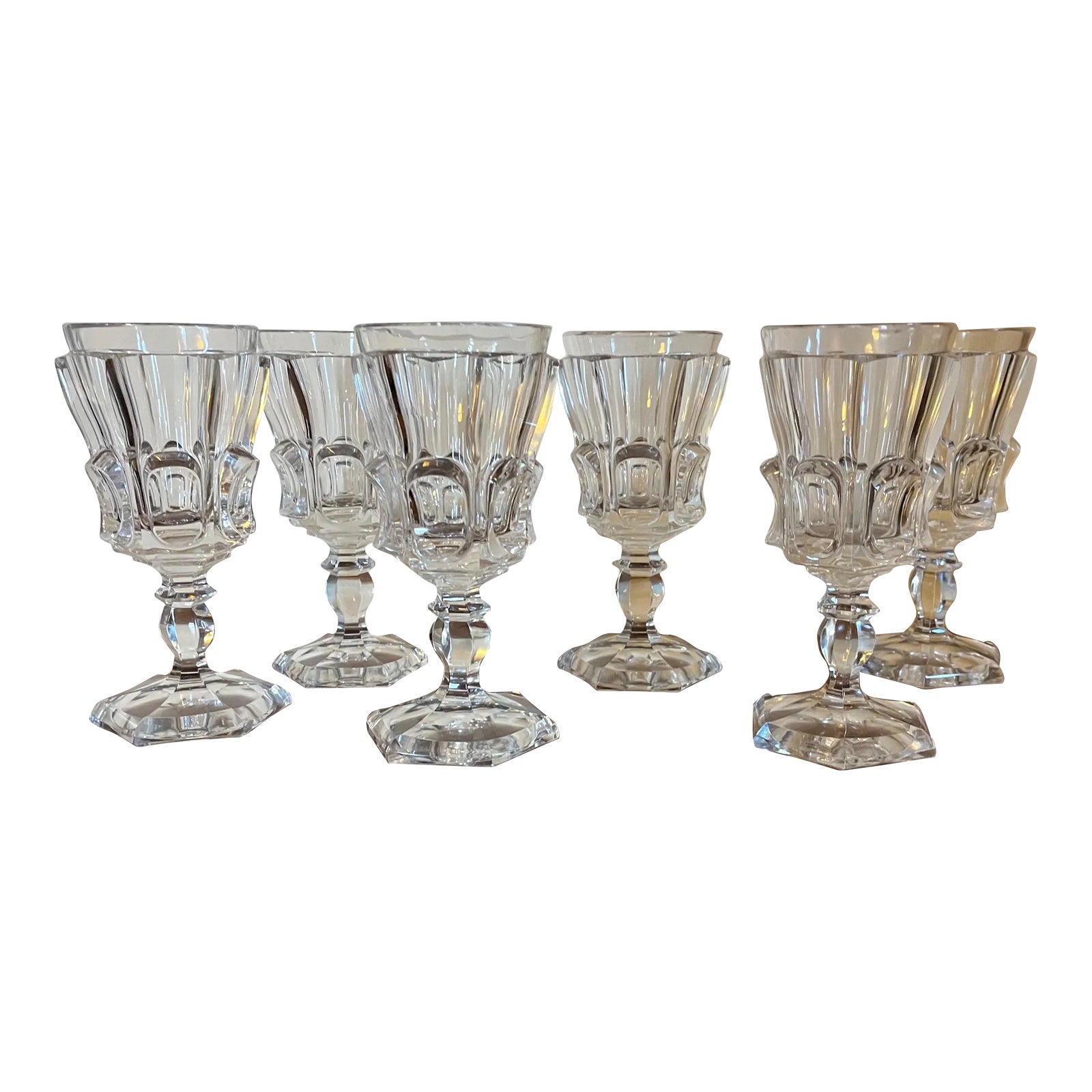 Antique 19th Century French Crystal Wine Glasses Set of 6 Chairish